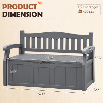 JUMMICO 80 Gallon Resin Outdoor Storage Bench, Large Deck Box with Armrest, Lockable&Waterproof for Garden, Home, Patio, Pools (Black, 80 Gallon)