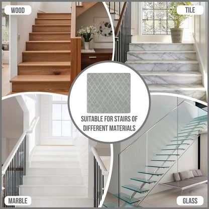 DEXDE Bullnose Stair Treads for Wooden Steps Non-Slip Stair Runner, 14 Pcs | Reusable bullnose carpet Stair Treads Indoor, Peel and Stick Stair Rugs with Edge Protection, Soft Washable, 30"x9.5" Grey