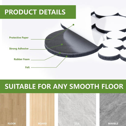 Felt Furniture Pads for Hardwood Floors 48 PCS, Furniture Pads, Floor Protectors for Hardwood Floors, Felt Pads for Furniture, Round, Dark Brown