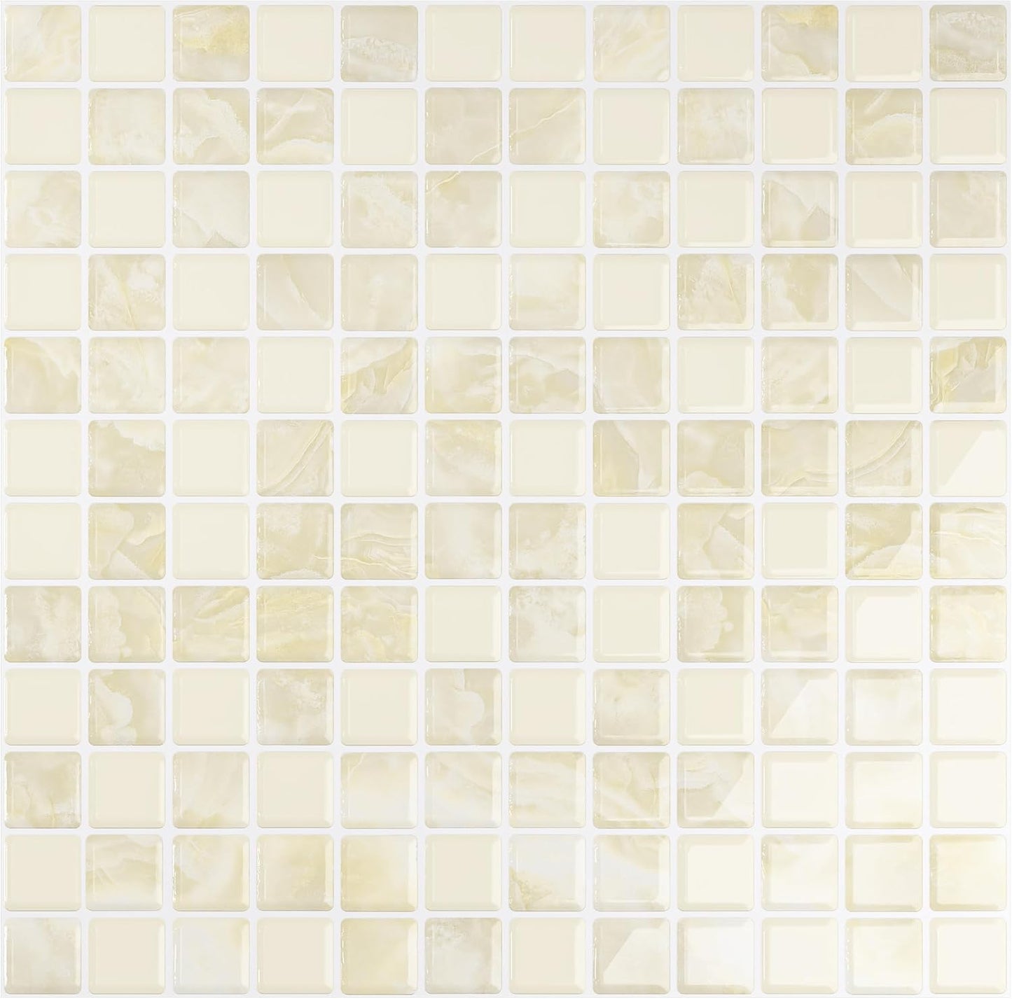 VEELIKE Cream Beige Mosaic Peel and Stick Backsplash for Kitchen Backsplash Tiles Peel and Stick Waterproof Wall Tile Stickers 12''x12'' 6 Sheet Removable Self Stick on Backsplash for Kitchen Bathroom