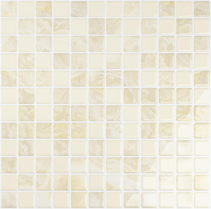 VEELIKE Cream Beige Mosaic Peel and Stick Backsplash for Kitchen Backsplash Tiles Peel and Stick Waterproof Wall Tile Stickers 12''x12'' 6 Sheet Removable Self Stick on Backsplash for Kitchen Bathroom