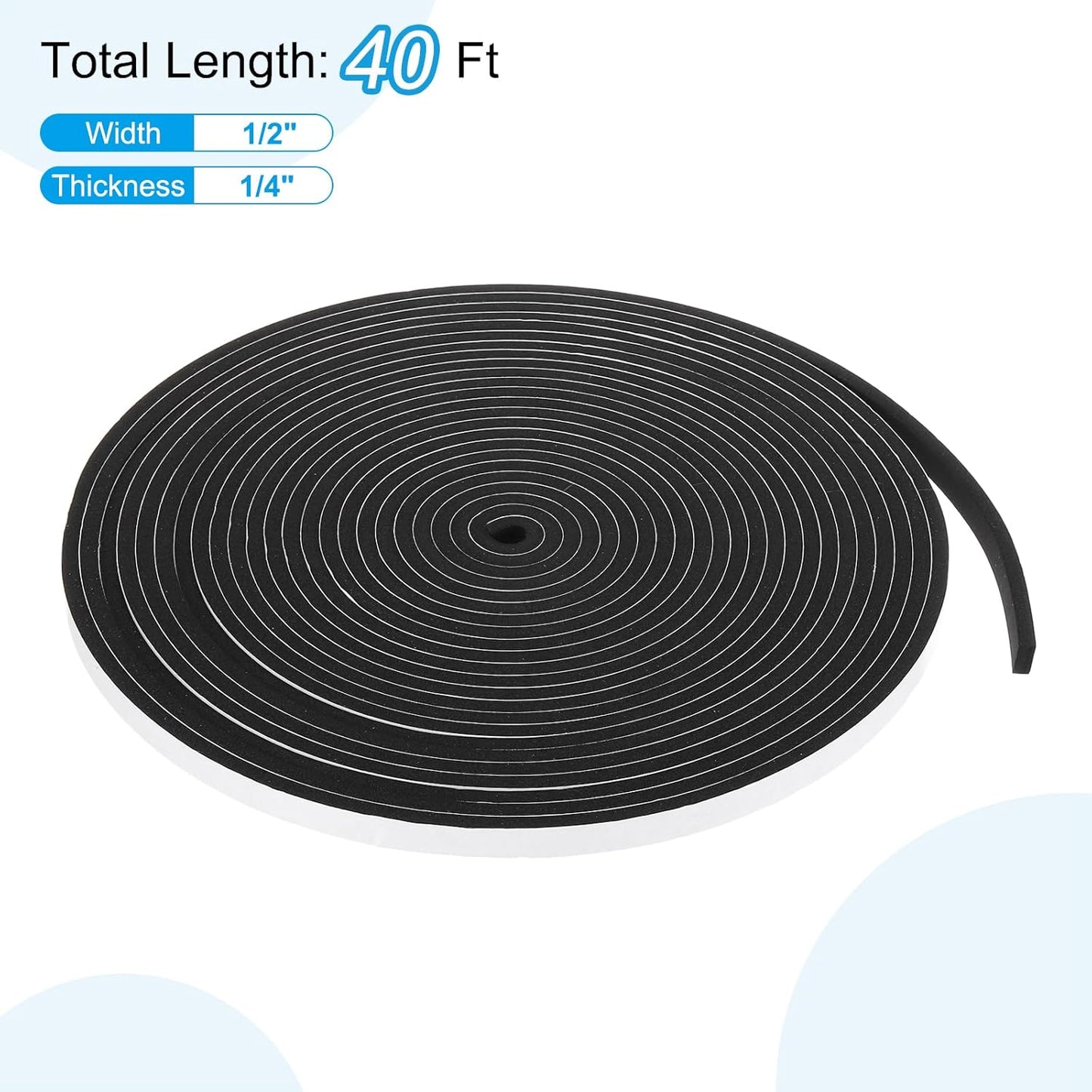 PATIKIL Weather Stripping Door Seal Strip, 3/8 Inch x 1/4 Inch x 32 Ft Self Adhesive Soundproof High Density Foam Tape Insulation for Door Window Air Conditioning, White - Colors B