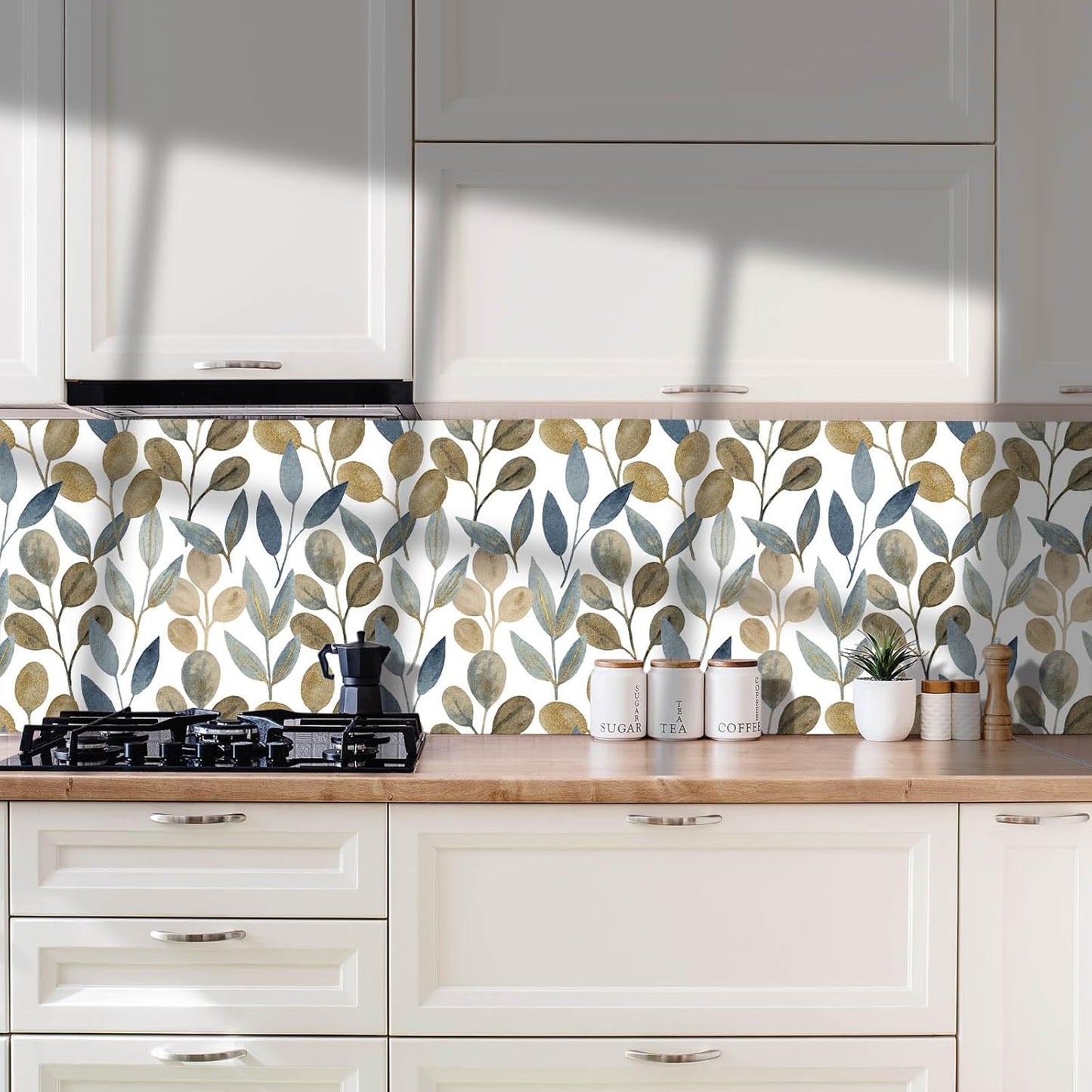Magnolia Floral Leaf Peel and Stick Wallpaper Vintage Contact Wall Paper Modern Botanical Self Adhesive Vinyl Removable Renter Friendly Leaves Wallpaper 17.7in x 6.6ft