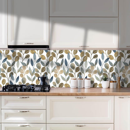 Magnolia Floral Leaf Peel and Stick Wallpaper Vintage Contact Wall Paper Modern Botanical Self Adhesive Vinyl Removable Renter Friendly Leaves Wallpaper 17.7in x 6.6ft