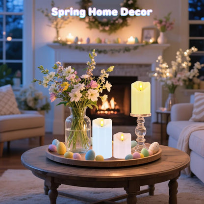 Flameless Candles Lights, Set of 3 Flickering LED Candles with Remote & Timer, Dimmable Electric Pillar Candles Battery Operated, Green Candles for Home St. Patrick’s Day Christmas Decor (Green)