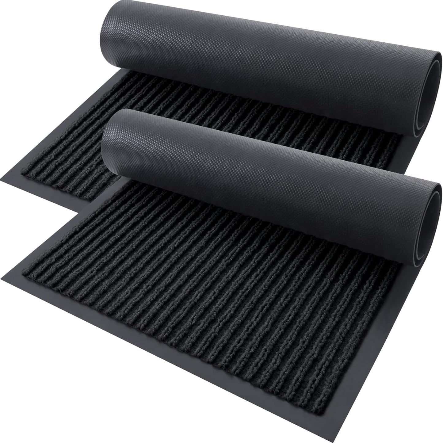 OLANLY Front Door Mat Indoor Outdoor Entrance, 2-Pack 29.5 x 17 Inch, Waterproof Heavy Duty Doormat, Fade Resistant, Low Profile, Easy Clean Patio Porch Welcome Floor Mats for Entry, Grey
