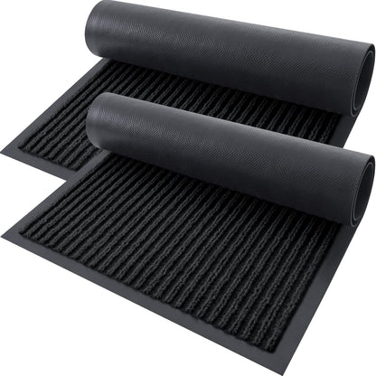 OLANLY Front Door Mat Indoor Outdoor Entrance, 2-Pack 29.5 x 17 Inch, Waterproof Heavy Duty Doormat, Fade Resistant, Low Profile, Easy Clean Patio Porch Welcome Floor Mats for Entry, Grey