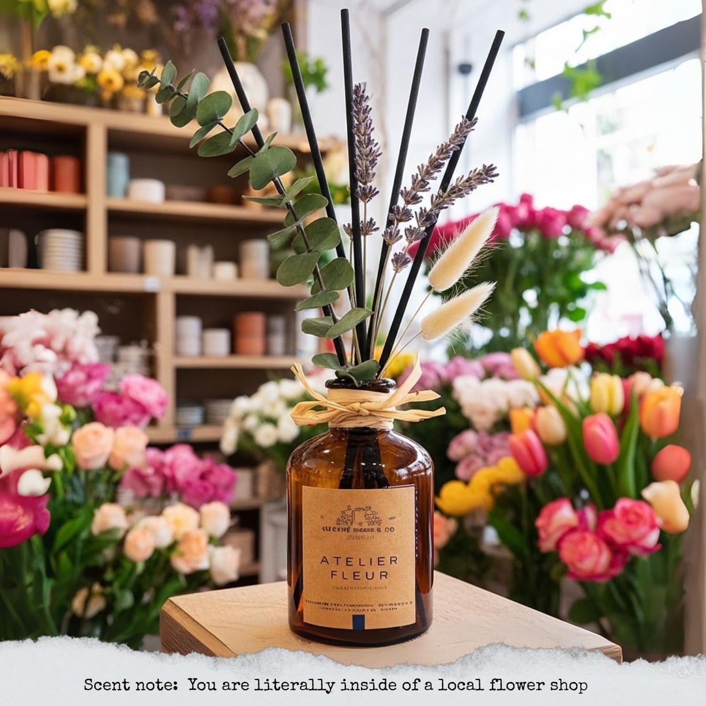 Reed Diffusers - Oil Sticks Diffuser Set with Real Dried Flowers - Reed Diffusers for Home, Bathroom & Office | Air Freshener Fragrance Sticks for Shelf Decor & Gifts by Le Petit Jardin & Co.