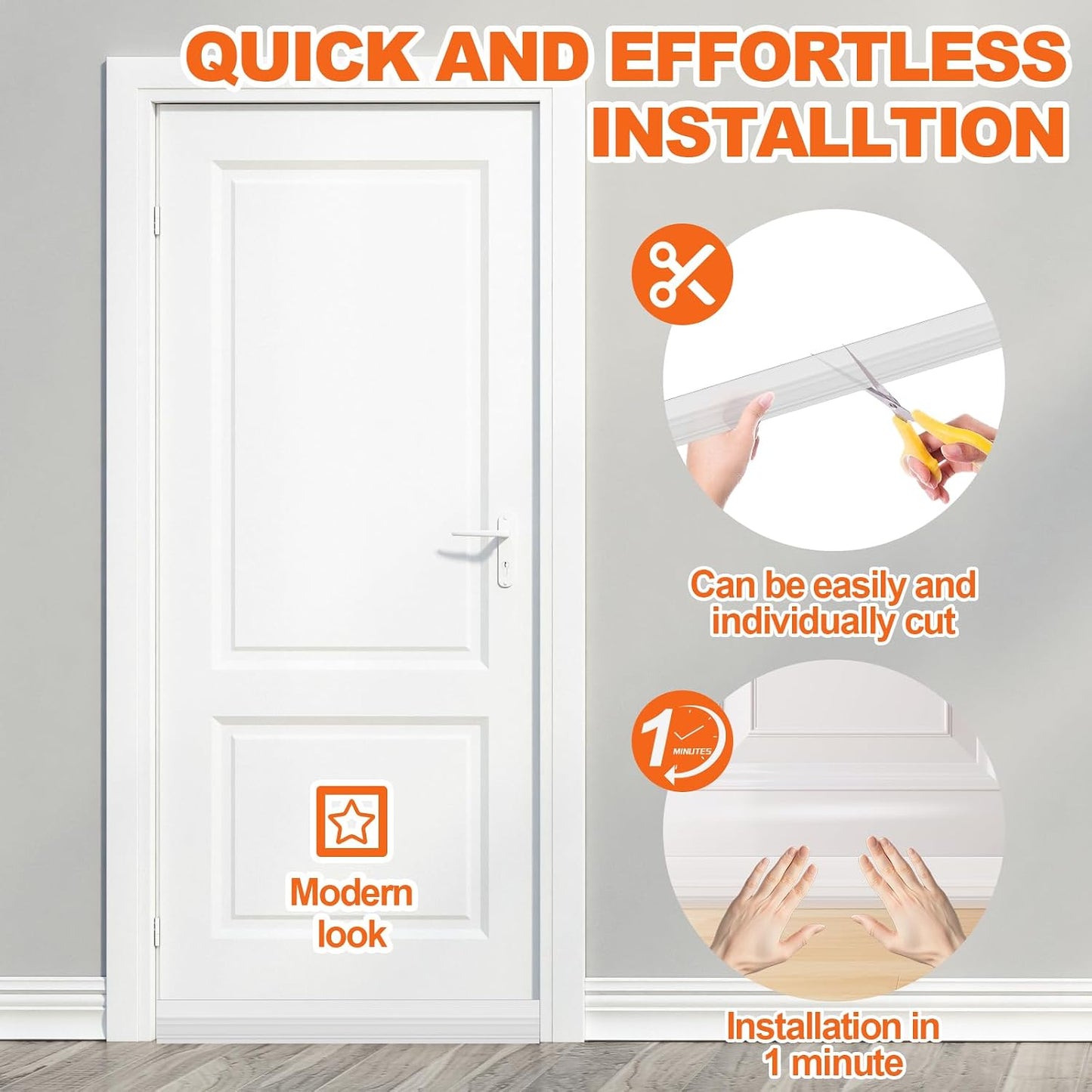 Door Draft Stopper, Door Sweep for Bottom of Door, Weather Stripping Door Seal Gap Filler Bottom Blocker Soundproof Cold Air Insulation Save Energy Installs Quickly and Easily (White, 39‘’)