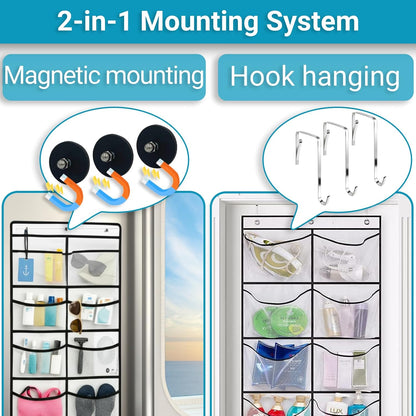 Magnetic Cruise Organizer, 14 Large Durable Pockets Over The Door Organizer For Cruise Ships, Magnetic & Hanging Cruise Organizer, Cruise Essentials 2026 （ 67" x 21.6"）