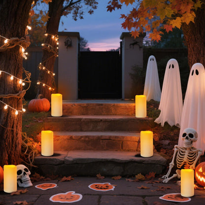 Flameless Candles 4" 5" 6" Set of 3 Ivory Outdoor Indoor Pillars 3" Diameter Battery Operated Flickering Candles Include 10-Key Remote Timer Function 400+ Hours Requires 2 AA Batteries（3 Pack)