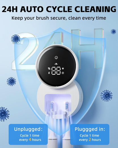 UV Toothbrush Sanitizer and Holder, WONICO Smart Tooth Brush Holders for Bathroom, Toothbrush Wall-Mounted Cleaner Organizer with Auto-Inductive Cover Fits Electric, Manual Toothbrushes for Home