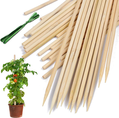Garden Wood Plant Stakes Green Bamboo Sticks,HAINANSTRY Sturdy Floral Plant Support Stakes Wooden,Wooden Sign Posting Garden Sticks(25 Pack 18 Inches)