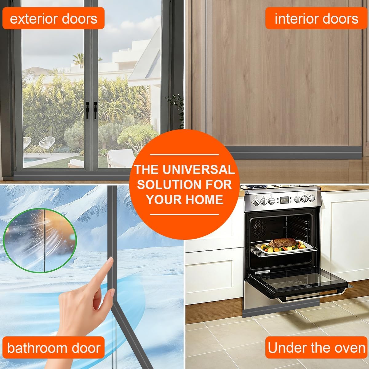 Door Draft Stopper, Adjustable Weather Stripping Seal for Cold Insulation, Bottom/Under Sweep for Exterior & Interior Doors, Seal Blocker Noise, Black, 39 inches