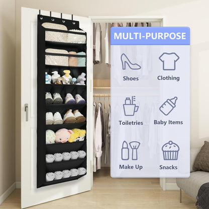 FENTEC 1 Pack Over-the-Door-Shoe-Organizers,Hanging Organizers with Large Pocket Shoe Holder Hanging Shoe Rack for Closet Shoe Organizer for Wall, Over Door Organizer with 15 Pockets Gray