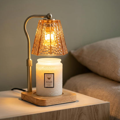 LALISU Candle Warmer Lamp, Stepless Dimming Candle Warmer Lamp with Timer & Dimmer Height Adjustable Compatible with Jars Scented Wax for Home Decor (Metal Base-Black)