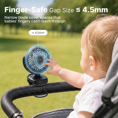 Momcozy Portable Stroller Fan with Clip | 4-Speed Mini-Fan for Carrier | Personal Fans Ultra Light 0.26lb | Gaps ≤4.5mm | Handheld Cooling | Rechargeable Rotate for Diaper Backpack/Table/Chair