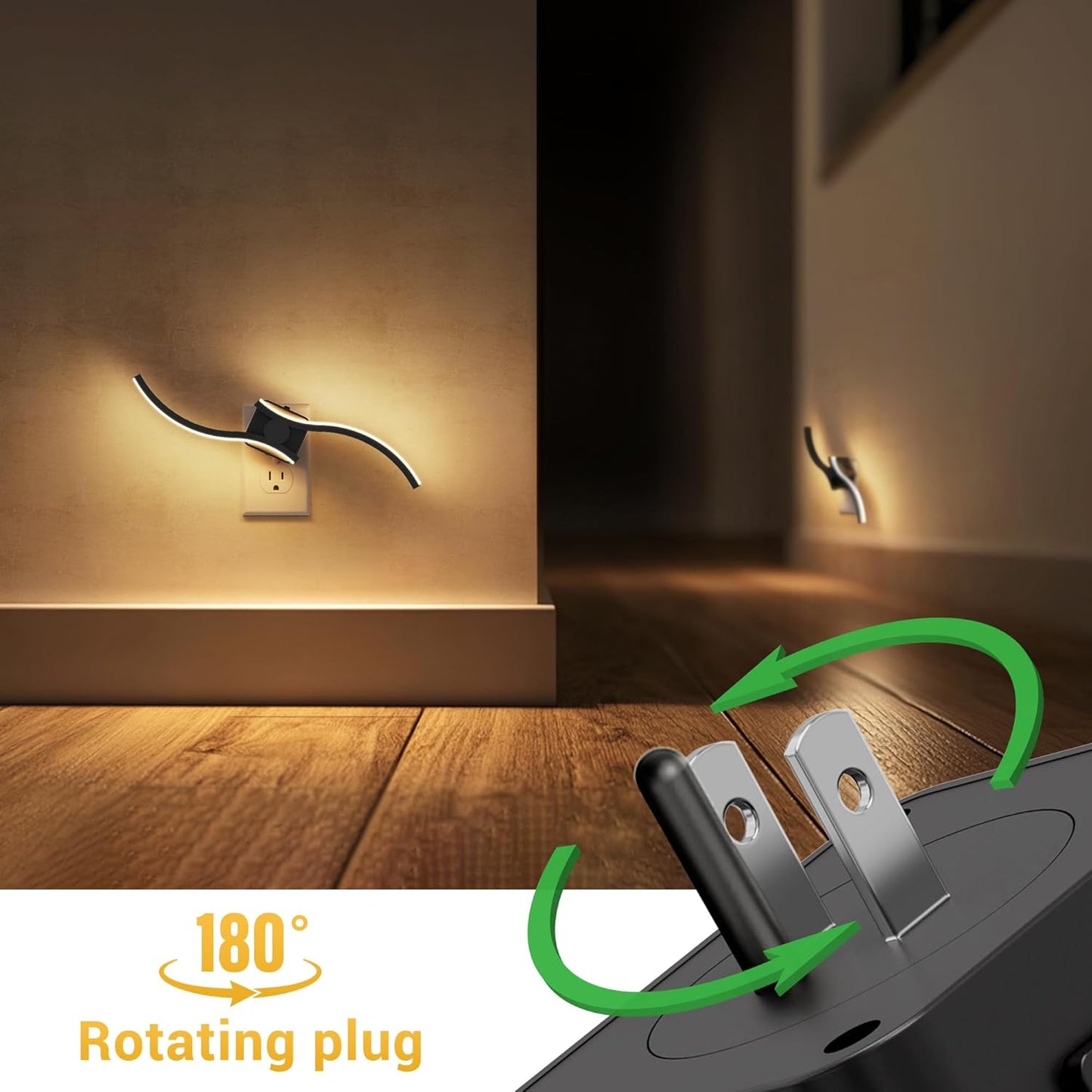 L LOHAS LED Night Light,Dimmable Night Lights Plug into Wall, 2 Pack Acrylic Nightlight with 0-100 LM Adjustable Brightness, 3000K Plug in Night Light with Dusk to Dawn Sensor, for Bathroom Hallway