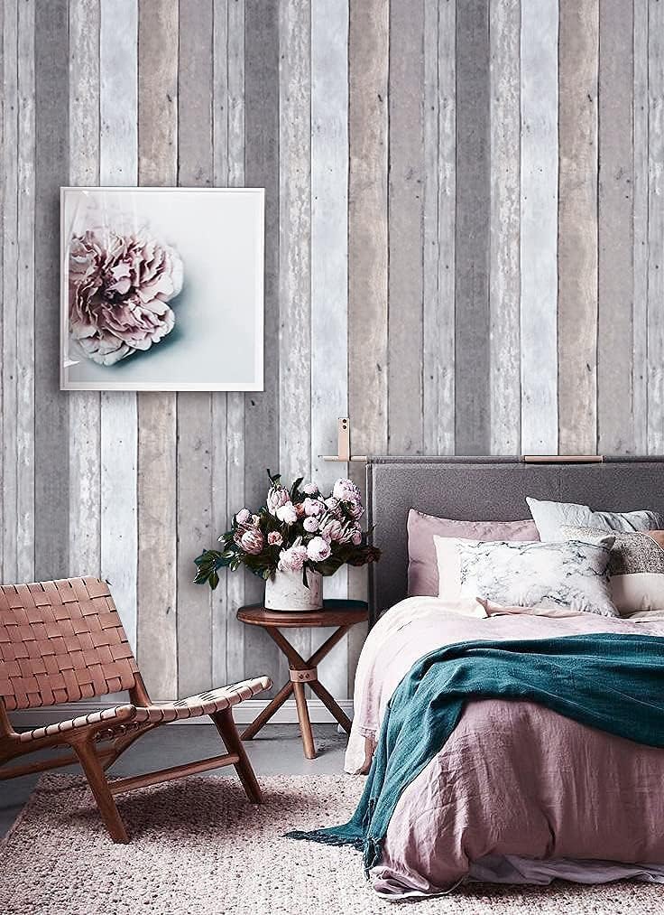 Dimoon 17.3" X 78.7" Peel and Stick Wallpaper Floral Contact Paper Boho Beige White Renter Friendly Natural Wall Paper Waterproof Removable Self Adhesive Wallpaper for Bedroom Livingroom Vinyl Roll
