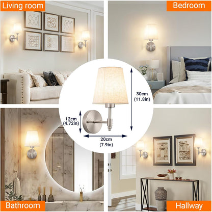 Wall Sconce Battery Operated Wall Light Fixure with Remote Control, Dimmable Battery Operated Wall Sconces Set Of Two, Indoor Wireless Wall Mounted Lamp with Rechargable Bulb For Bedroom Living Room (