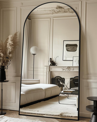 Full Length Mirror with Stand, 71"x28" Arched Full Body Large Stand Up Aluminum Frame Floor Standing Mirror, Freestanding Hanging Leaning Mounted for Bedroom Living Room Entryway Gold