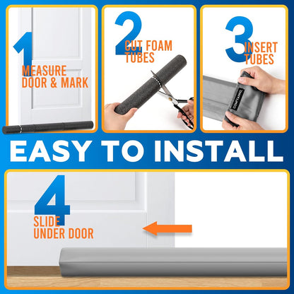 Comfyanno Under Door Draft Stopper - Bottom Door Seal & Gap Filler- Fits 30” to 36” Door, Block Noise, Sound, Air, Bugs, Dust, Easy to Install, Double Side Block, No Adhesive, Black
