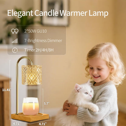 TigQiang Candle Warmer Lamp with Timer Dimmer, Birthday Gifts for Women Mom, House Warming Gifts, Elegant New Home Decor, Wax Warmer for Jar Candles, Heater Lamp for Scented Wax, Clear Glass