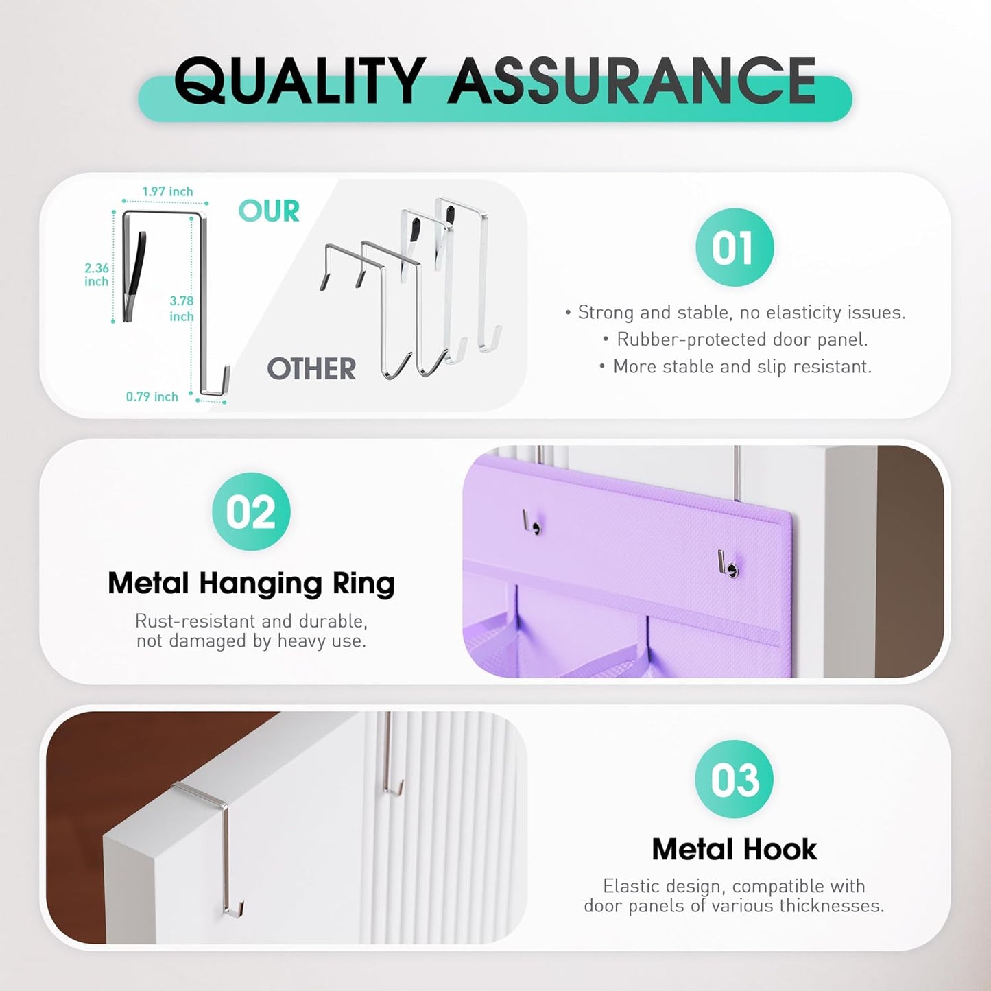 WVM Over the Door Shoe Organizer with 35 Breathable Mesh Pockets, Hanging Shoe Organizer for Door with 4 Metal Hooks, Large Capacity Closet Storage for Shoes, Accessories, Grey