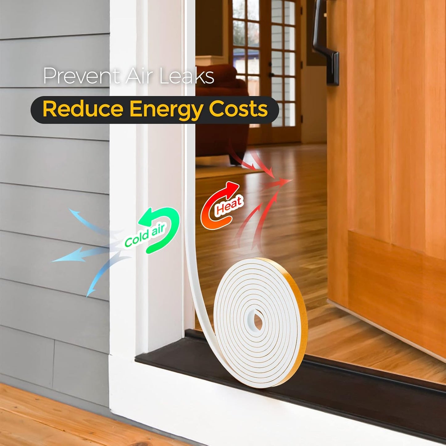 33 Feet Weather Stripping Door Seal- 1/2" Wide X 1/4" Thick Door Bottom Seal Strip High Density Foam Tape Adhesive Rubber Strip for Door Soundproofing,Window Insulation (1/2" x 1/4" x 33FT,Black)