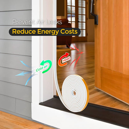 33 Feet Weather Stripping Door Seal- 1/2" Wide X 1/4" Thick Door Bottom Seal Strip High Density Foam Tape Adhesive Rubber Strip for Door Soundproofing,Window Insulation (1/2" x 1/4" x 33FT,Black)