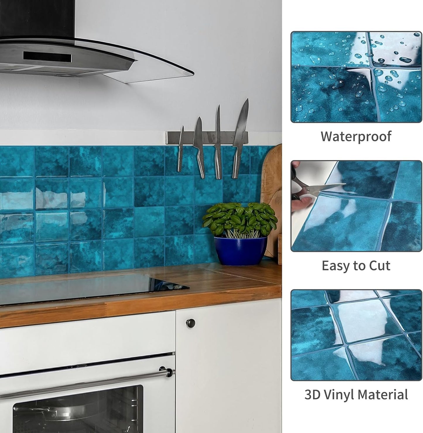 10 Sheet Thicker Peel and Stick Backsplash Tile, 12"x12" 3D Self Adhesive Square Mosaic Subway Checkered Vinyl Backsplash Stick on Wall Tiles for Bathroom, Kitchen, Living Room (10, Orange)