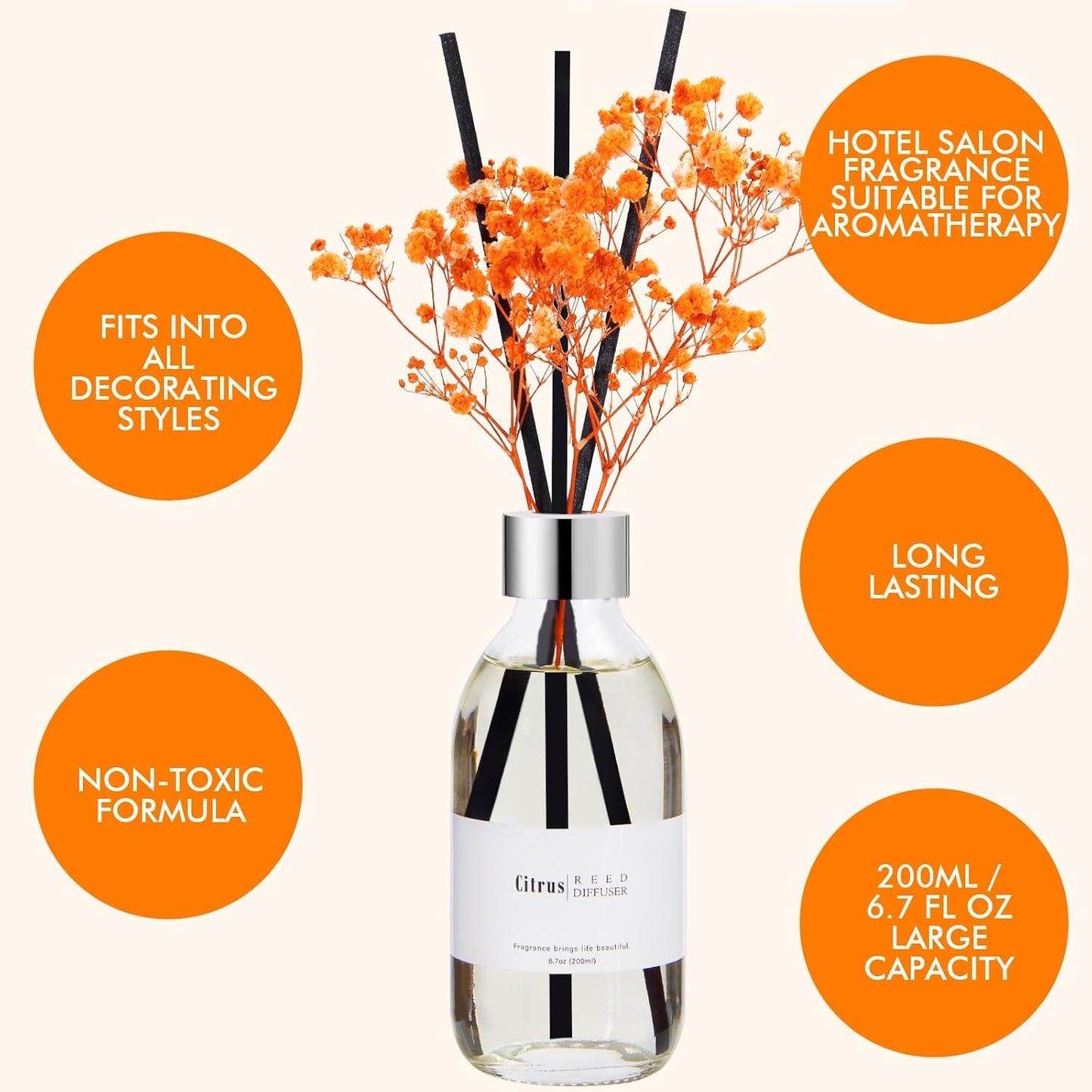 Clesh Reed Diffuser Set, 6.7 oz Eucalyptus Scented Diffuser with Sticks, Home Fragrance Reed Diffuser for Bathroom Shelf Decor