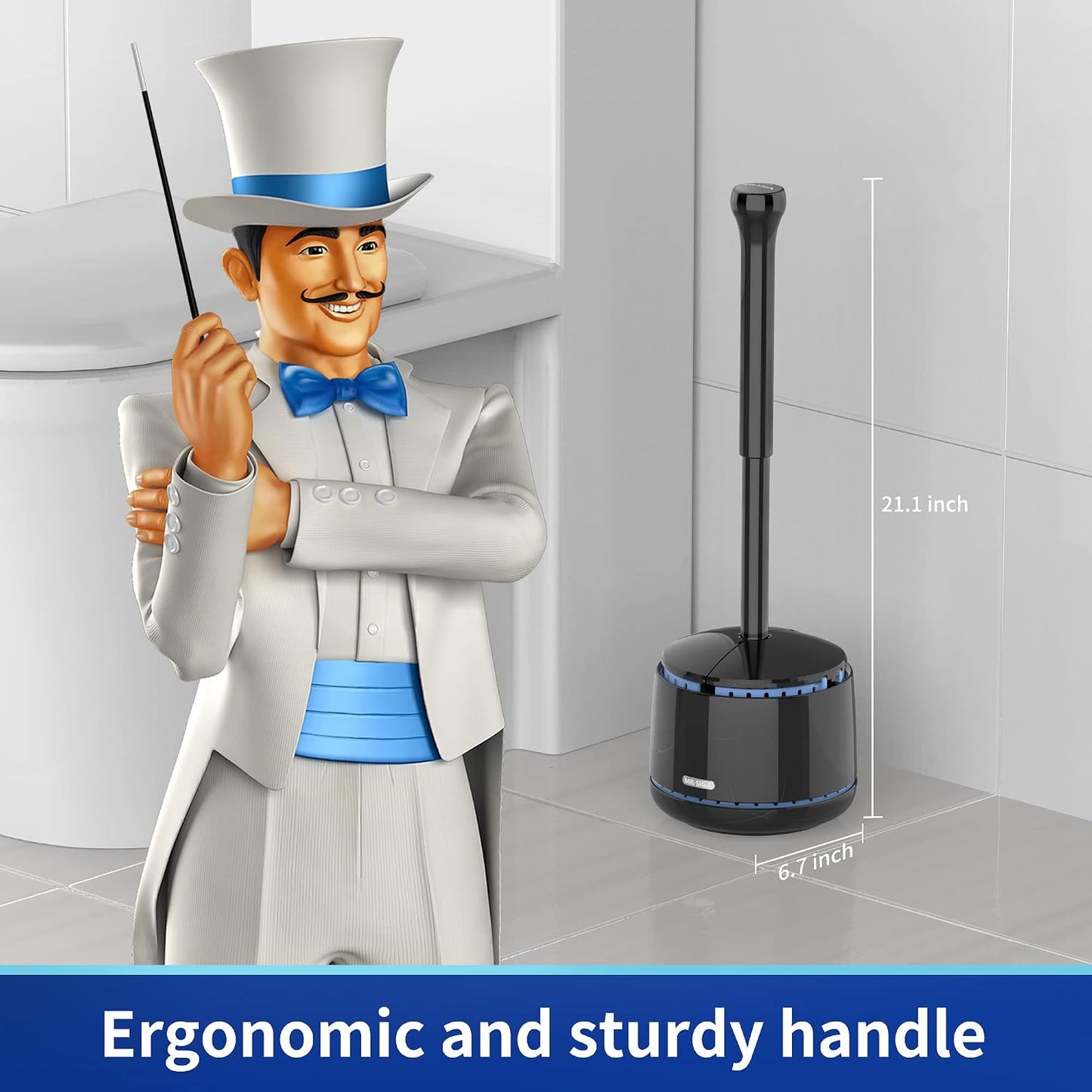 MR.SIGA Toilet Plunger with Holder, Heavy Duty Toilet Plunger and Holder Combo for Bathroom Cleaning, White