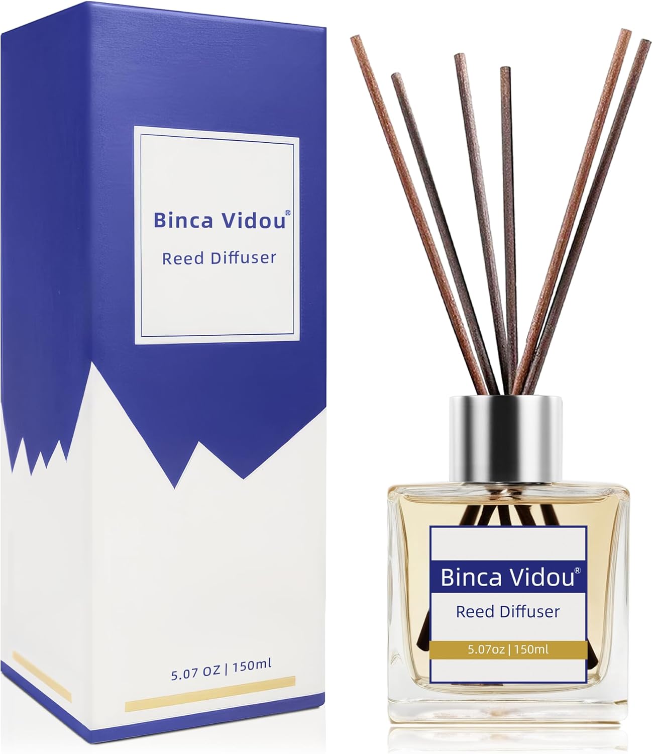 Reed Diffuser Set, Binca Vidou Lavender & Vanilla Natural Scent Oil Diffusers with Sticks for Home Office Bathroom Aromatherapy Decor 1.69oz x 2