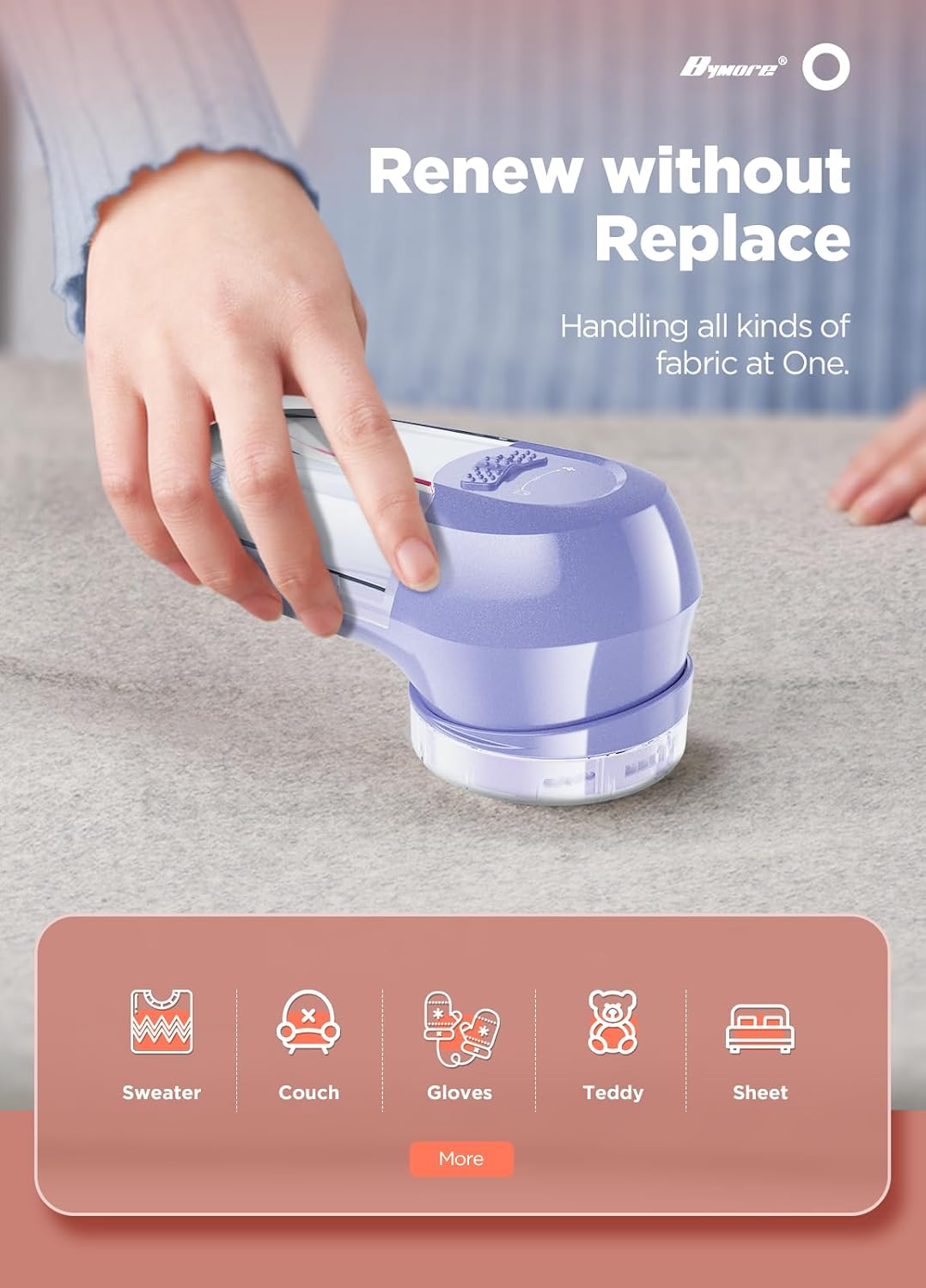 Bymore Fabric Shaver Lint Shaver for Clothes, Dual Power Lint Remover with Battery or Corded Use, Portable Sweater Shaver for Clothing, Furniture & Travel
