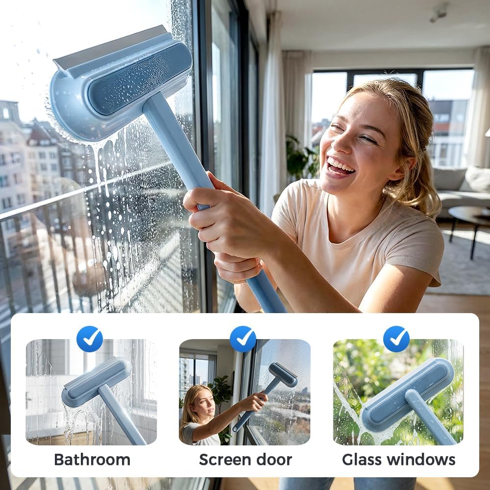 Window Screen Cleaner Tool with Squeegee | 4 in 1 Mesh Screen Cleaner Tool, Detachable Window Cleaning Kit, Multi-Functional Cleaning Brush for Window, Screens, Mesh