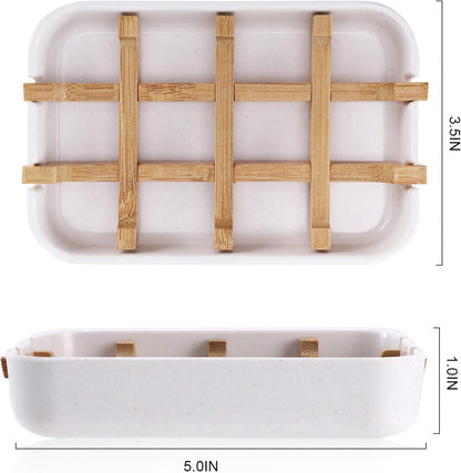 Bamboo Wooden Soap Dishes for Shower with Drainage for Bathroom Bar Soap Holder Soap Holder Sink Deck Bathtub Shower Tray (One Pieces Black)