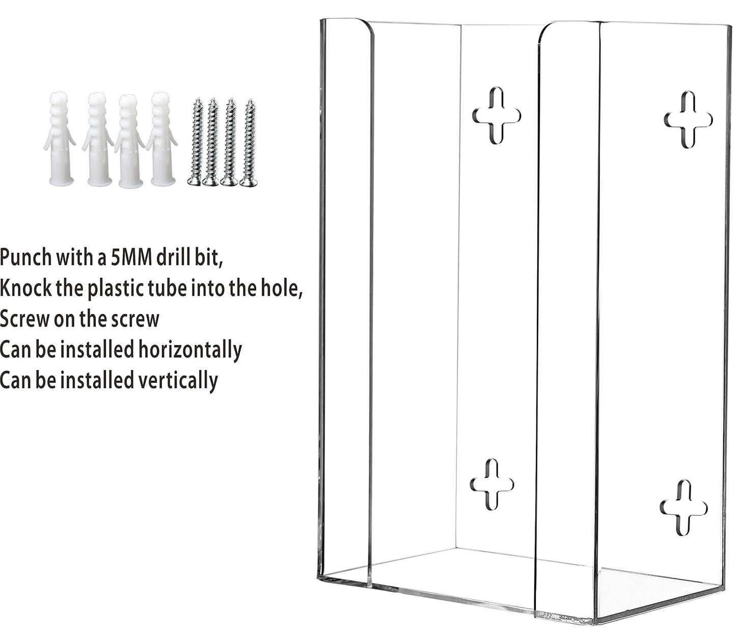 Cq acrylic Clear Wall Floating Glove Rack and Glove Box Dispenser Holder 10"x6.25"x4”,Pack of 1