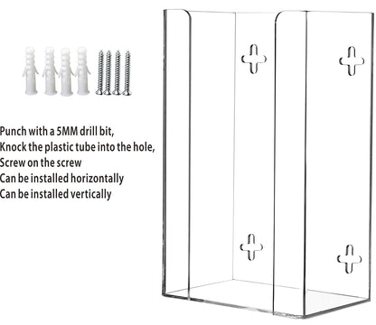 Cq acrylic Clear Wall Floating Glove Rack and Glove Box Dispenser Holder 10"x6.25"x4”,Pack of 1
