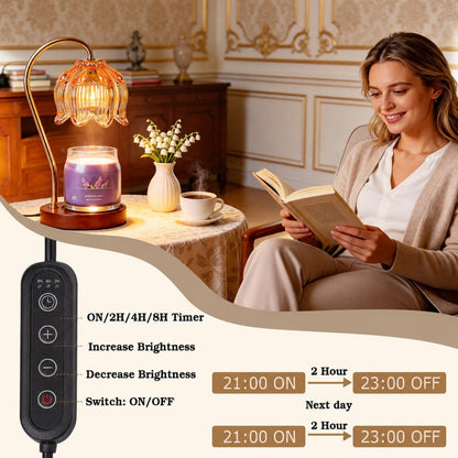 Funistree Flower Candle Warmer Lamp with Timer, Dimmable Candle Lamp Warmer, Christmas Birthday Gifts for Women Mom Her, Housewarming Home Decor, Lotus Wax Warmer for Yankee Candles - Lily Amber