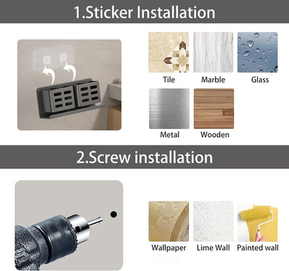 Aluminum Toothbrush Holder， Wall-Mounted，Bathroom Rack，4 Slot，Black | Bracket Shower Toothbrush Razor Holder Suitable for Toothbrush, Toothpaste, Razor and Comb etc Bathroom Storage