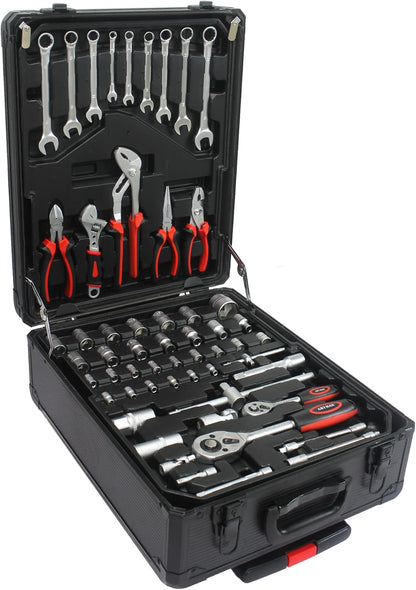 899PCS Tool Set, Household Tool Kit with Rolling Tool Box, Complete Tool Box Set Hand Tool Set with Tool Box, Mechanic Tool Set Rolling Tool Set for Auto Repair/Home Tool Set (Black)