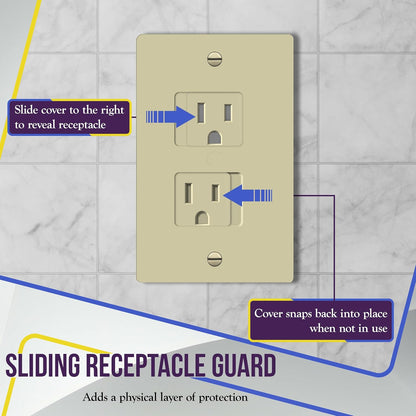 ENERLITES Child Proof Outlet Cover, Self-Closing, Fits Both Duplex and Decorator Outlet, Safety Design, Tamper-Resistant Socket Plug for Receptacle, Size 4.68" x 2.93", 8800-TR, White 6 Pack