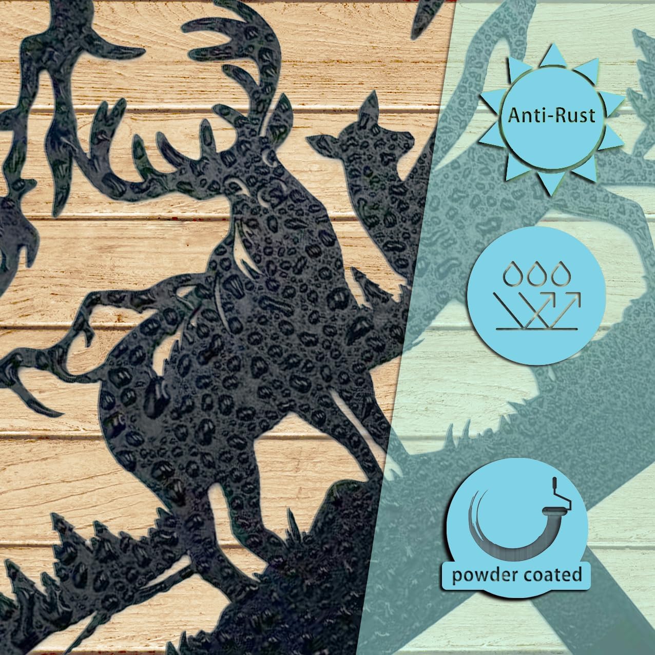 Deer Mountain Metal Key Holder Wall Mount Key Holder for Wall Rustic Cabin Decor Key Rack Hooks Hanger Woodland Wildlife Wall Art Entryway Organizer Housewarming Hunting Gifts