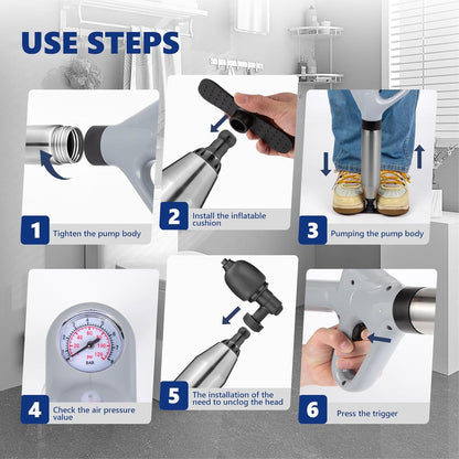MaxxGeek Toilet Plunge Blaster, High Pressure Toilet Plunger, High-Pressure Air Drain Blaster Plunge Blaster Multi-drain Unclogger for Toilets, Bathroom Floor, Drain Sinks and Plumbing Clogs.