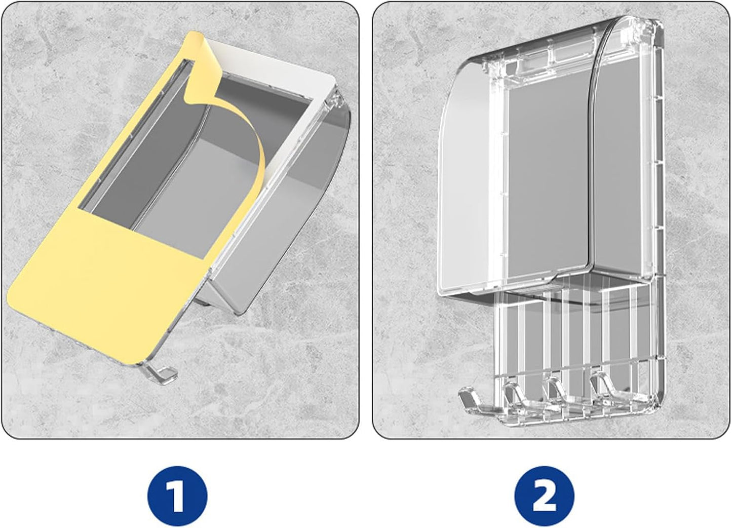 Weatherproof Outdoor Outlet Cover Box Waterproof Electrical Socket Protector Plug Cover Guard with Hook for Home, Bathroom,Outside(Transparent)