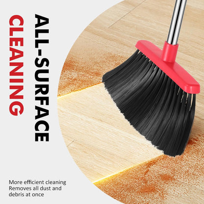 Heavy Duty Broom, 55 Inch Long Handle Outdoor Large Angle Brooms, Commercial Broom for Sweeping Indoor, for Home Garage Kitchen Office Courtyard Lobby Patio Lawn Concrete，Black
