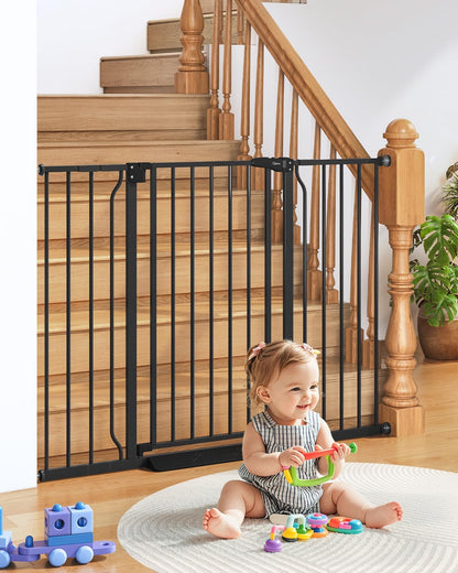 Baby Gate No Drilling, 29"-40" Auto Close Dog Gate Indoor for Doorways & Stairs, Pressure Mounted Adjustable Pet Gate, Easy Walk Through Child Gate for Children & Pets Stroller Friendly, White
