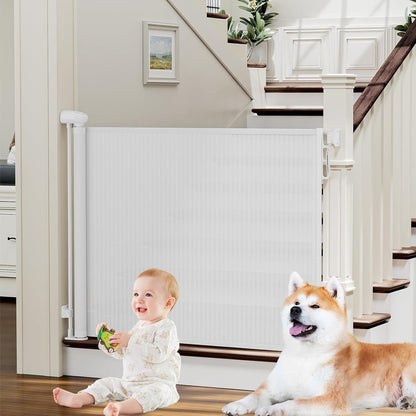 probebi Retractable Baby, Child & Dog Gates for Stairs, Extends to 54" Wide 34" Tall, Use for Outdoor, Indoor, Hallways, Doorways, Deck, Porch, Black