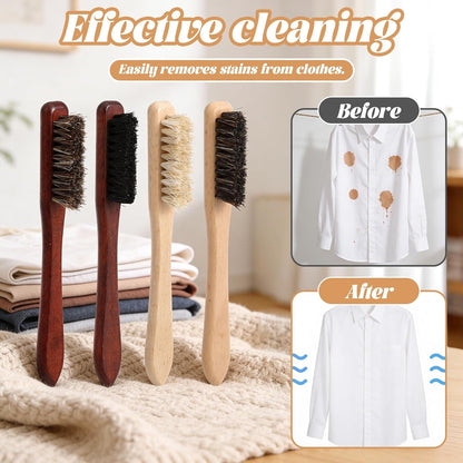 4 Pcs Wood Laundry Stain Brush Set Stain Remover Brushes with Bristles Laundry Accessories Small Cleaning Brush Set for Clothes Furniture Leather